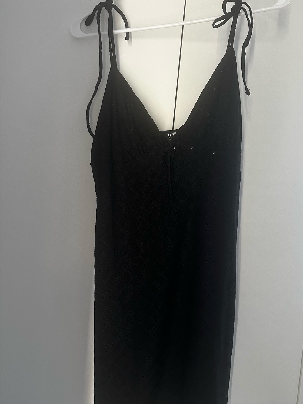 H&M Divided Black Eyelet Tie-Strap Dress